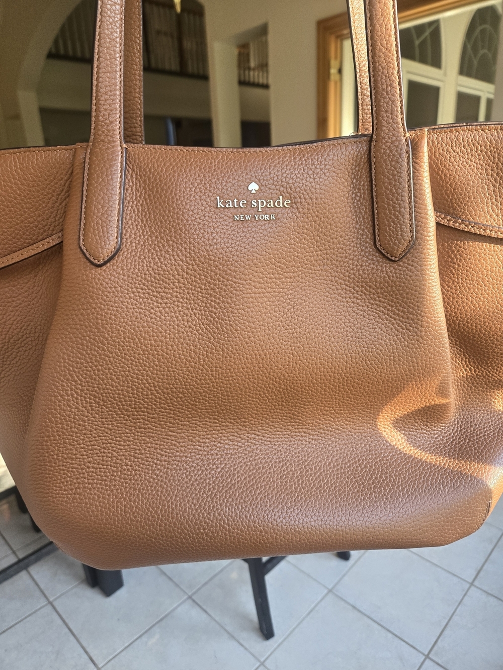 Womens Kate Spade Brown Tote Large Pebbled Leather
